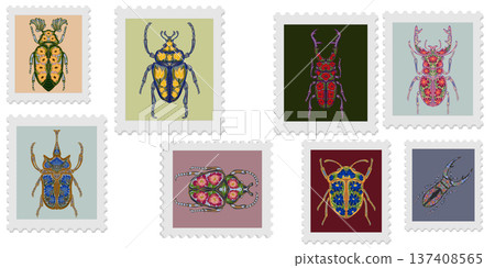 set of flat shading style icon flower 137408565