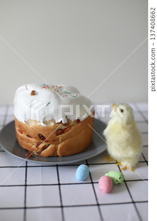 Easter Cake and Pastries.Traditional Easter powdered sugar pastries symbolizing spring and rebirth. 137408662