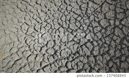 Parched ground fracturing across crimean landscape, revealing severe drought impacts and environmental degradation 137408843