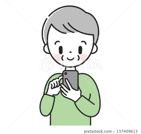 Senior men who operate smartphones 137409613