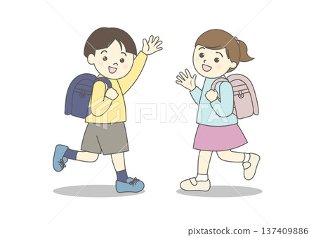 孩子們背著書包 137409886