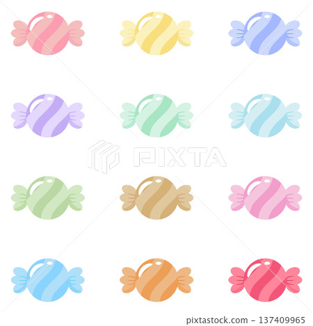 Set of Colorful Pastel Candy Sweets Illustration, Wrapped Hard Candy Vectors Set of Colorful Pastel Candy Sweets Illustration, Wrapped Hard Candy Vectors 137409965