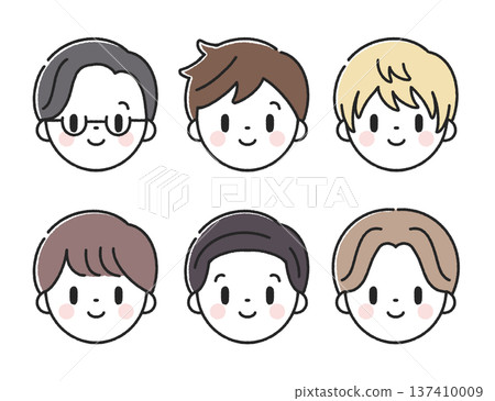 Male face icons with various hairstyles Male face icons with various hairstyles 137410009