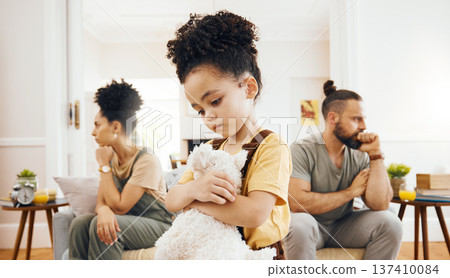 Divorce, custody and sad boy child with teddy bear in living room for stress, support and comfort at home. Family, crisis and kid with anxiety for toxic parents, argue or dispute, depression or fear Divorce, custody and sad boy child with teddy bear in living room for stress, support and comfort at home. Family, crisis and kid with anxiety for toxic parents, argue or dispute, depression or fear 137410084