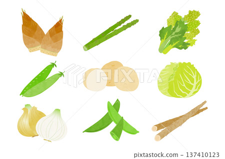 手繪春季蔬菜插圖集 手繪春季蔬菜插圖集 137410123