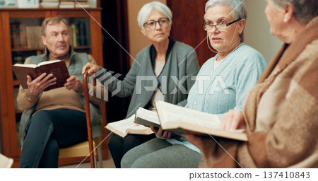 Praying, worship and community with people in bible study for support, Christian and spiritual. Counseling, faith and religion with prayer group in church for connection, hope and meeting together 137410843