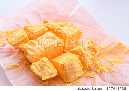 Raw marshmallows to be cut Raw marshmallows to be cut 137411386