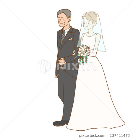 Father escorting the bride at the wedding Father escorting the bride at the wedding 137411473