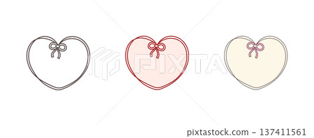 Minimal heart frame with tiny bow in vintage coquette style. Romantic Valentine border vector for wedding cards, feminine labels, cute invitations and soft love designs Minimal heart frame with tiny bow in vintage coquette style. Romantic Valentine border vector for wedding cards, feminine labels, cute invitations and soft love designs 137411561