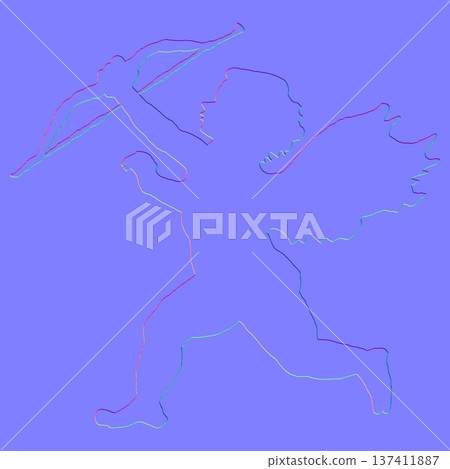 Cupid Angel Silhouette Normal Map with Bow and Arrow 137411887