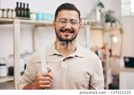 Man, portrait and shopping in local grocery store for healthy food, nutrition and wellness product sales. Smile, face and customer nutritionist in Iran supermarket for retail purchase, buying or deal Man, portrait and shopping in local grocery store for healthy food, nutrition and wellness product sales. Smile, face and customer nutritionist in Iran supermarket for retail purchase, buying or deal 137412220
