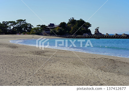 Morito Coast and Morito Shrine on a clear winter day Morito Coast and Morito Shrine on a clear winter day 137412677