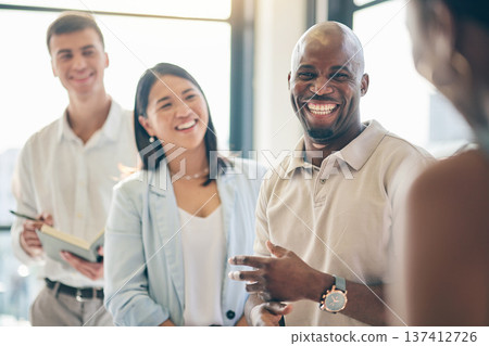 Happy, planning and diversity with business people in a meeting for a discussion while laughing. Corporate, office and employees together, speaking and a funny conversation at work with a smile Happy, planning and diversity with business people in a meeting for a discussion while laughing. Corporate, office and employees together, speaking and a funny conversation at work with a smile 137412726