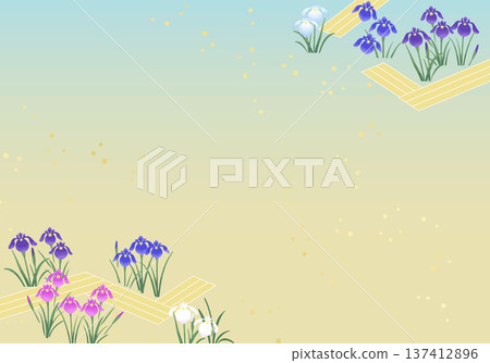 Iris flower diagonal frame background (A4) | Early summer Japanese-style poster/flyer material Iris flower diagonal frame background (A4) | Early summer Japanese-style poster/flyer material 137412896