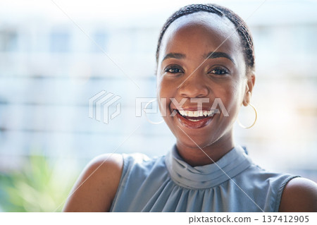 Professional, portrait and black woman with business, bank consultant and girl with administration, finance and career. Face, accountant or corporate person with pride, success and financial advisor 137412905