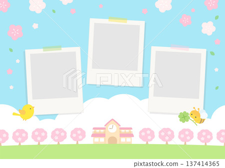 畢業和入學照片相框,櫻花和幼兒園背景 畢業和入學照片相框,櫻花和幼兒園背景 137414365