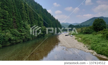 Sweetfish fishing on the riverbank Sweetfish fishing on the riverbank 137414512