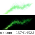 Green smoke or mist effect isolated on transparent background with smooth motion and soft texture for creative visual design 137414528
