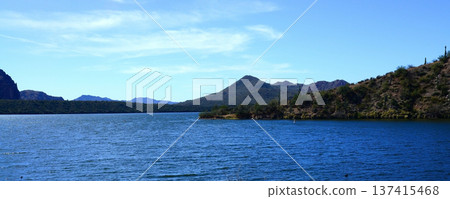 Autumn at Saguaro lake in Arizona 137415468