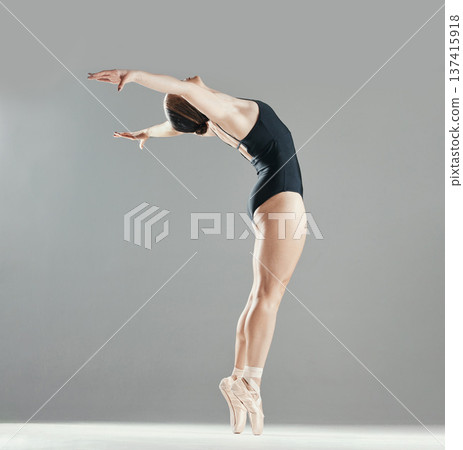 Mockup, balance or woman ballet dancing for fitness, art or creative freedom performance in studio. Space, dancer or girl ballerina training to exercise body or practice skill on white background Mockup, balance or woman ballet dancing for fitness, art or creative freedom performance in studio. Space, dancer or girl ballerina training to exercise body or practice skill on white background 137415918