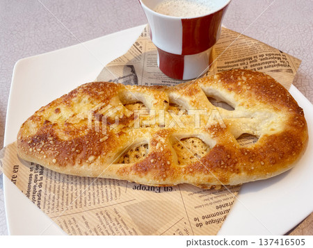 Cheese-filled fougasse (French flatbread) Cheese-filled fougasse (French flatbread) 137416505