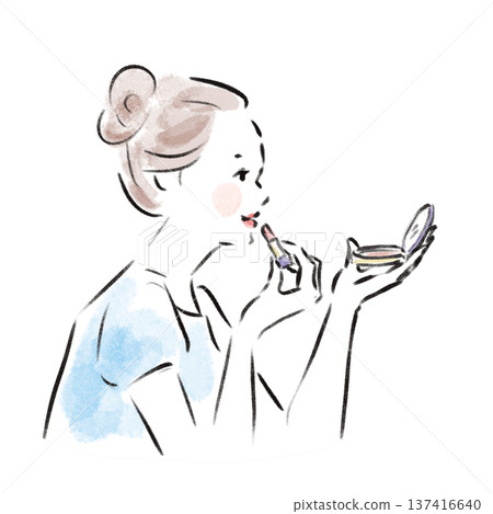 時尚的日本女性正在化妝廣告材料 137416640