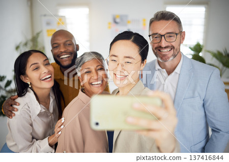 Selfie, smile and group of business people in office for support, trust and global team building. Diversity, employees and happy friends in collaboration for profile picture about us on social media Selfie, smile and group of business people in office for support, trust and global team building. Diversity, employees and happy friends in collaboration for profile picture about us on social media 137416844