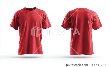 Red t shirt mockup front and back view 137417152