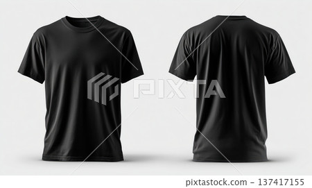 Black t shirt mockup front and back view 137417155
