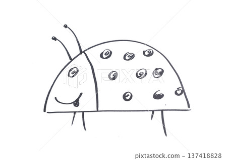 a ladybug drawn with a black marker 137418828