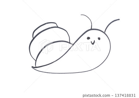 a snail drawn with a black marker 137418831