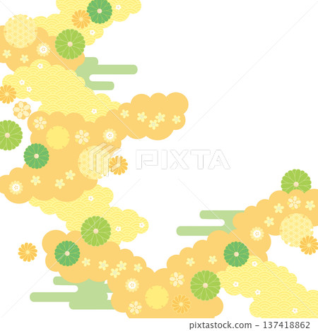 Background material - Spring Japanese style pattern (yellow) Vector Background material - Spring Japanese style pattern (yellow) Vector 137418862
