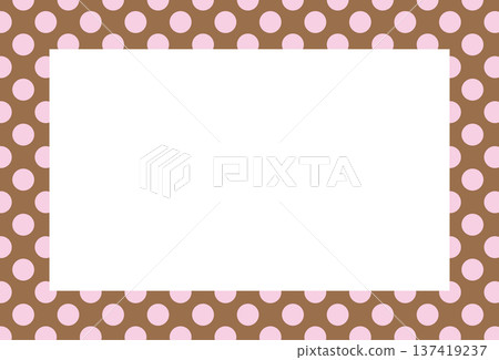 Brown rectangle frame with pink polka dot pattern for card print, polaroid photo, template, poster, book cover, notepad, sticky note, memo, banner, border, postcard, standee, paper design, decoration Brown rectangle frame with pink polka dot pattern for card print, polaroid photo, template, poster, book cover, notepad, sticky note, memo, banner, border, postcard, standee, paper design, decoration 137419237