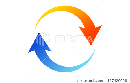 An illustration of a circular arrow with a beautiful orange and blue gradient An illustration of a circular arrow with a beautiful orange and blue gradient 137420038