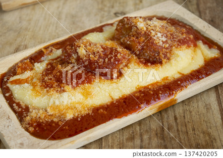 creamy polenta with sausage ragu creamy polenta with sausage ragu 137420205