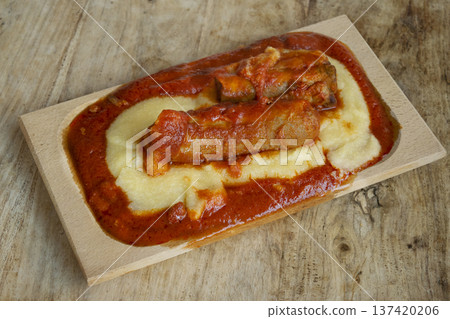 creamy polenta with sausage ragu creamy polenta with sausage ragu 137420206