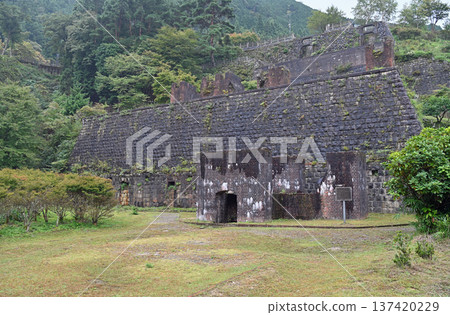 The Machu Picchu of the East: The huge stone walls of the former ore storage facility towering over the Tonodaira area of the Besshi Copper Mine 137420229
