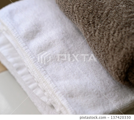 Towels are stacked 137420330