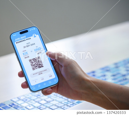 Boarding pass screen on smartphone Boarding pass screen on smartphone 137420333