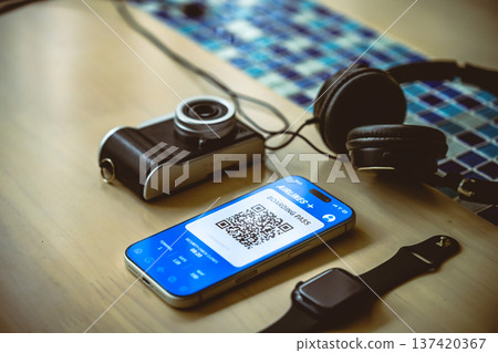 Boarding pass and gadgets Boarding pass and gadgets 137420367