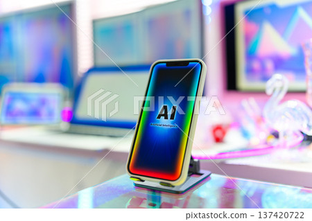 AI display on smartphone screen AI display on smartphone screen 137420722
