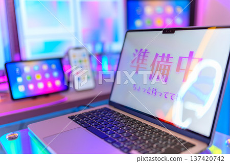 Laptop and gadgets with preparation screen Laptop and gadgets with preparation screen 137420742