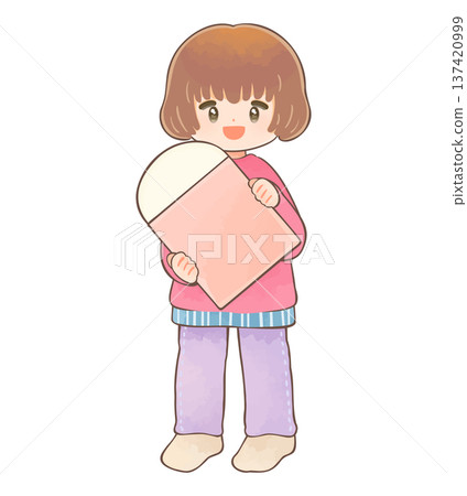 小女孩拿著一塊大橡皮擦 137420999
