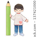 Big pencil and child boy 137421000