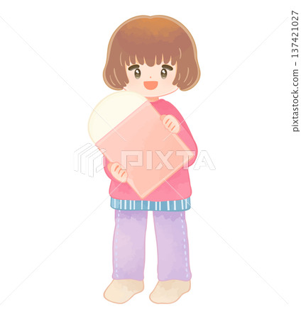 小女孩拿著一塊大橡皮擦 137421027