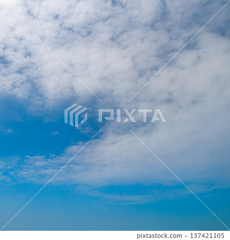 Vast Blue Sky with Scattered White Altocumulus Clouds 137421105