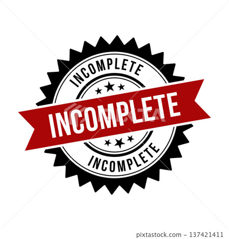 Incomplete Stamp,Incomplete Round Sign with Ribbon 137421411