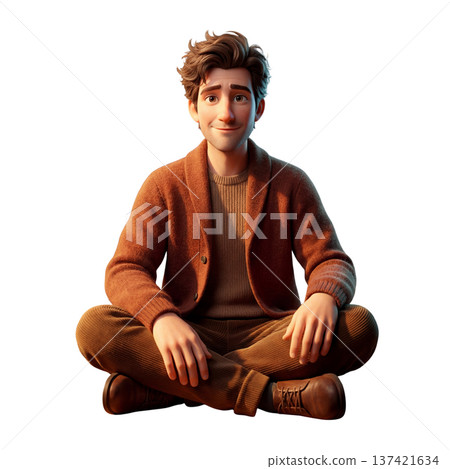 sitting, 3d, portrait 137421634