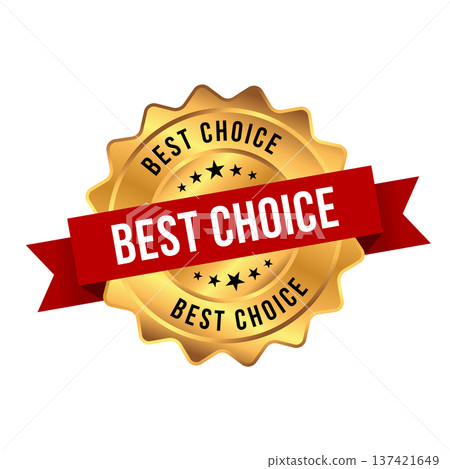 Gold Best Choice,Best Choice Round Sign With Ribbon 137421649