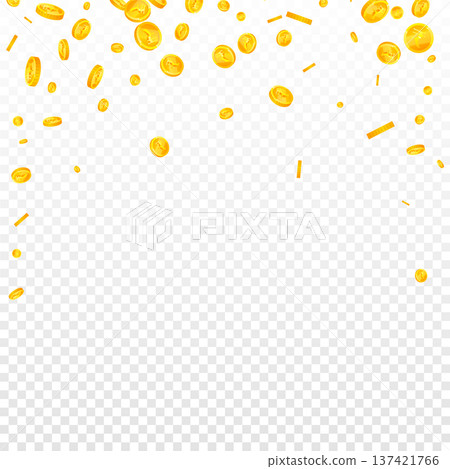 Indian rupee coins falling. Scattered gold INR coins. India money. Great business success concept. Square vector illustration. Indian rupee coins falling. Scattered gold INR coins. India money. Great business success concept. Square vector illustration. 137421766